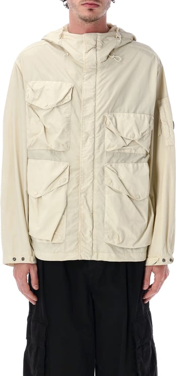 CP Company Outerwear Medium Jacket In Flatt Nylon Frozen Ecru