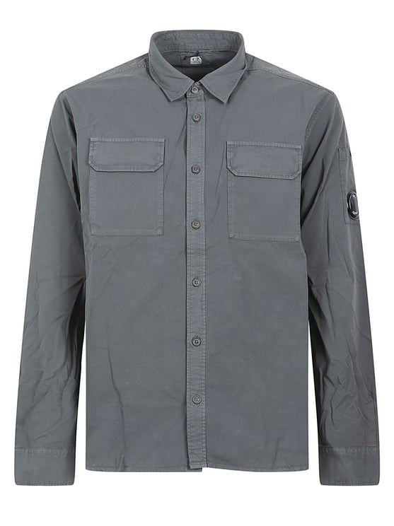CP Company Button-Down Grey Shirt with Structured Collar