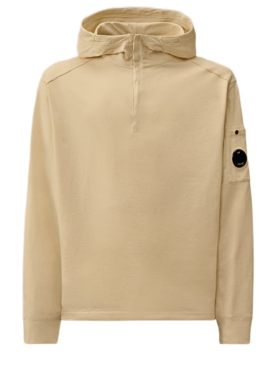CP Company Half-Zip Lightweight Cotton Fleece Sweater With Iconic Lens Detail