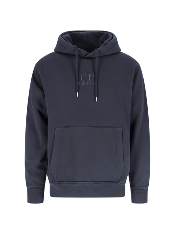 CP Company Navy Cotton Hoodie With Drawstring Hood