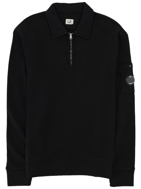 CP Company Polo Collar Cotton Half-Zip Sweatshirt