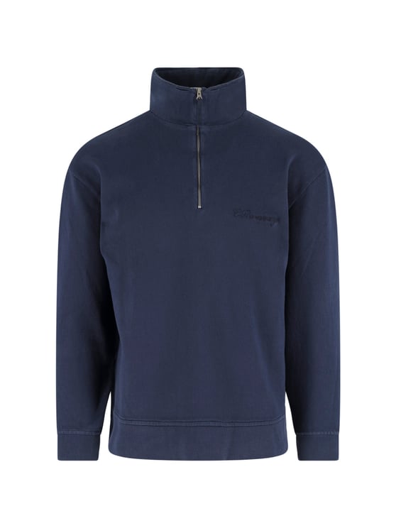 CP Company Blue High-Collar Half-Zip Cotton Sweatshirt