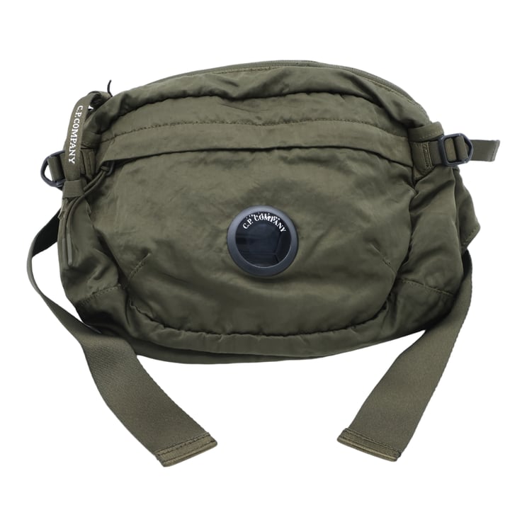 CP Company Rounded Rectangular Olive Green Bag with Circular Logo