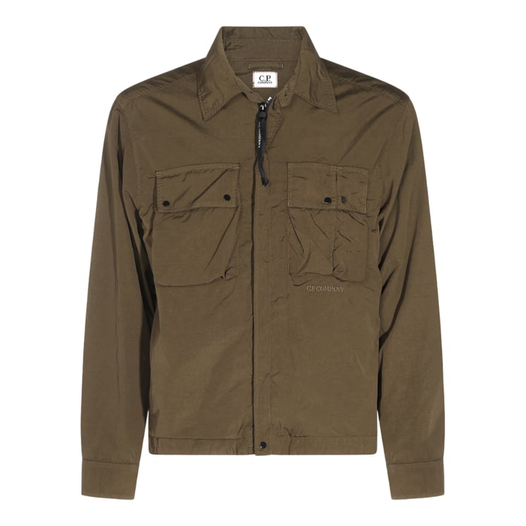CP Company Structured Brown Casual Shirt with Classic Collar