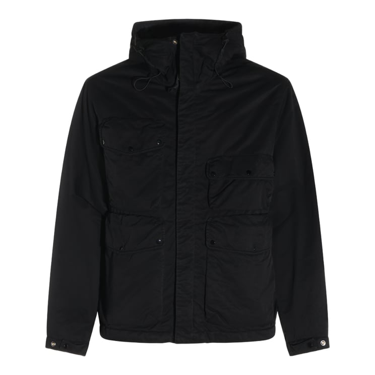 CP Company Solid Black High Collar Jacket With Concealed Zip Closure