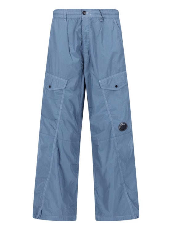 CP Company Wide-Leg Cargo Pants with Lens Detail and Smooth Fabric