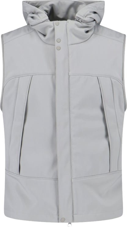 CP Company Sleeveless Light Grey Jacket With High Collar And Detachable Hood