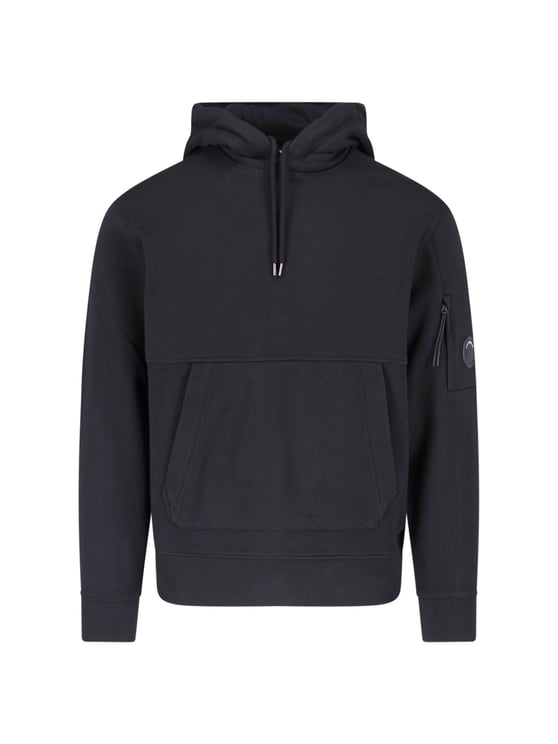 CP Company Black Cotton Logo Hoodie