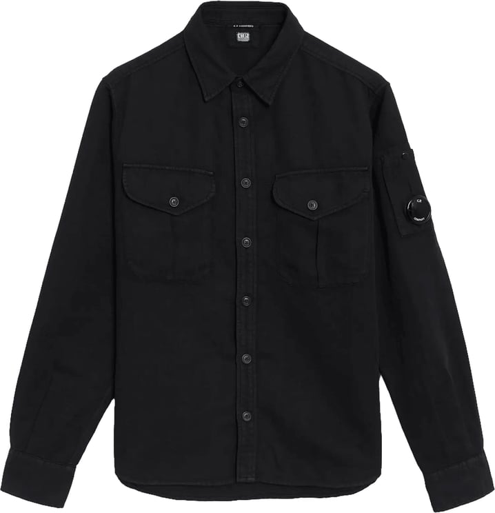 CP Company ZWART OVERHEMD MET LANGE MOUWEN EN KNOPEN VAN KATOEN/LINNEN