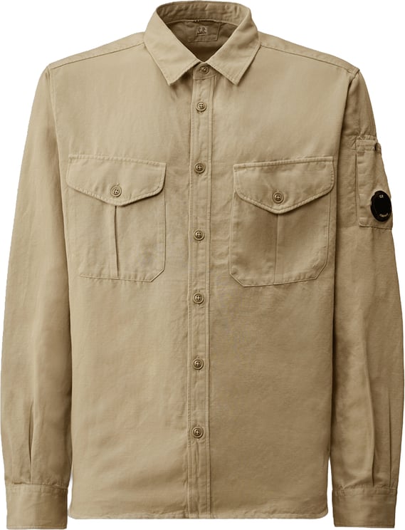 CP Company Katoenen/linnen overhemd met lange mouwen en knoopsluiting, duifmotief.