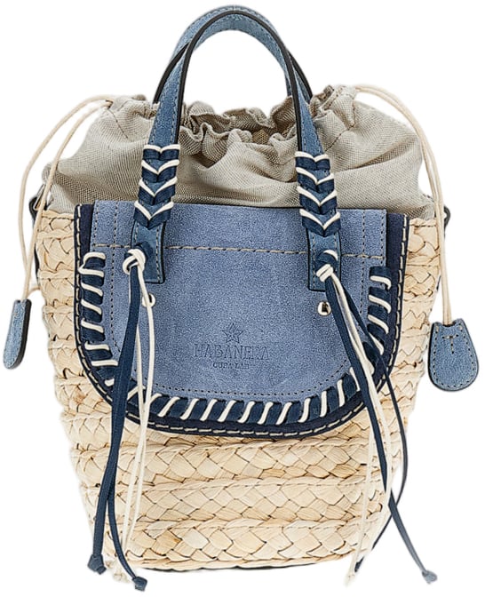 Cuba Lab Light Blue Habanera Raffia Suede Handbag