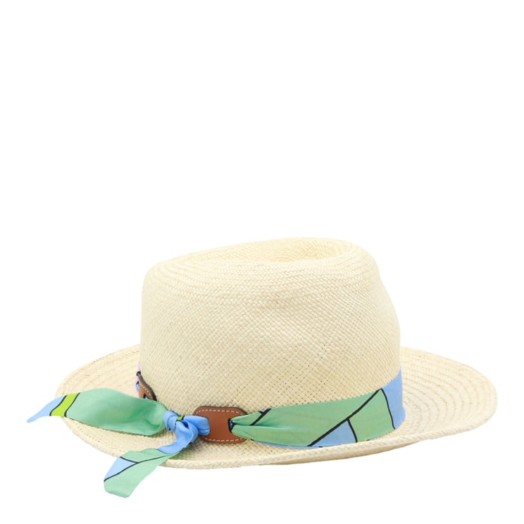 Cuba Lab Structured Straw Hat with Colorful Scarf Band