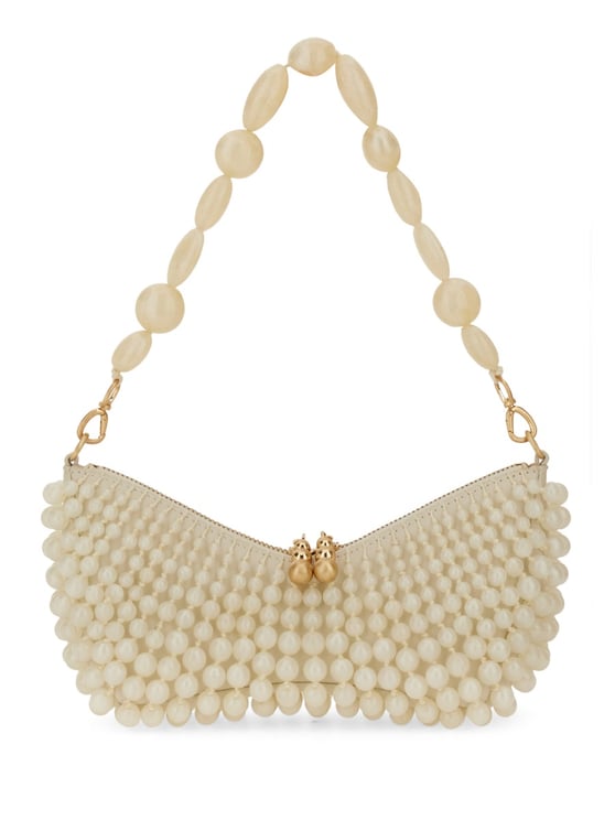 Cult Gaia Neutrals Mercier Beaded Crescent Clutch bag
