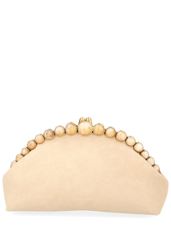 Cult Gaia Una Leather Crescent Clasp Clutch