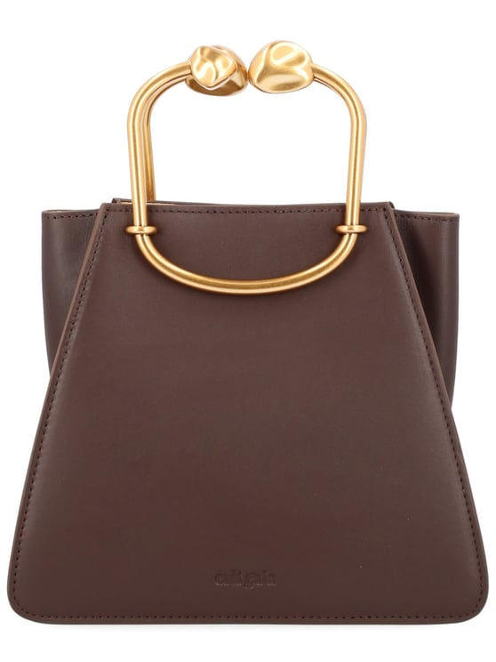 Cult Gaia Brown Maxine Structured Leather Handbag