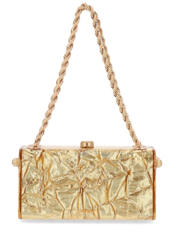 Cult Gaia Hajar Crinkled Metallic Clasp Shoulder Bag
