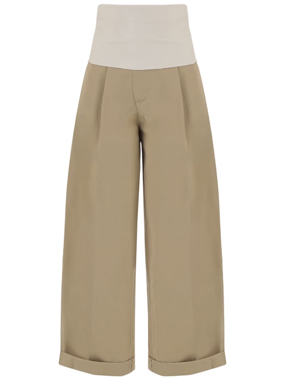 DARKPARK Wide-Leg Cropped Cotton Pants with Turn-Up Hem