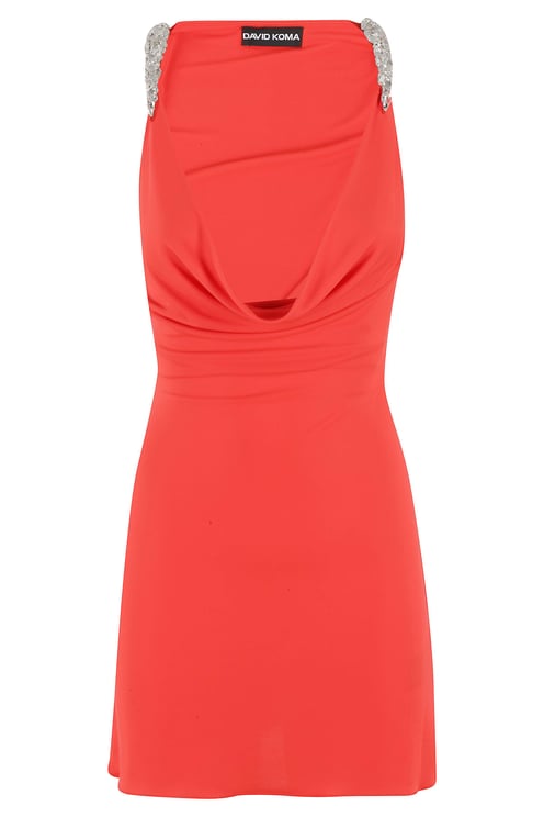 David Koma Orange Jeweled Mini Dress
