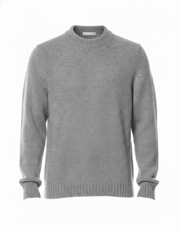 Del Carlo Men’S Grey Wool-Blend Crewneck Sweater