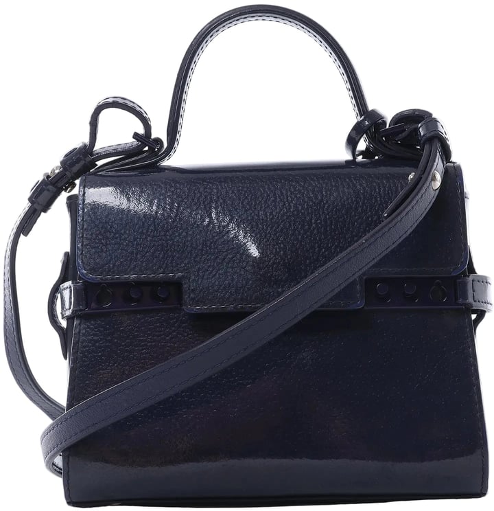 Delvaux Delvaux Tempête Mini Patent Leather 2Way Crossbody Bags in Navy Blue