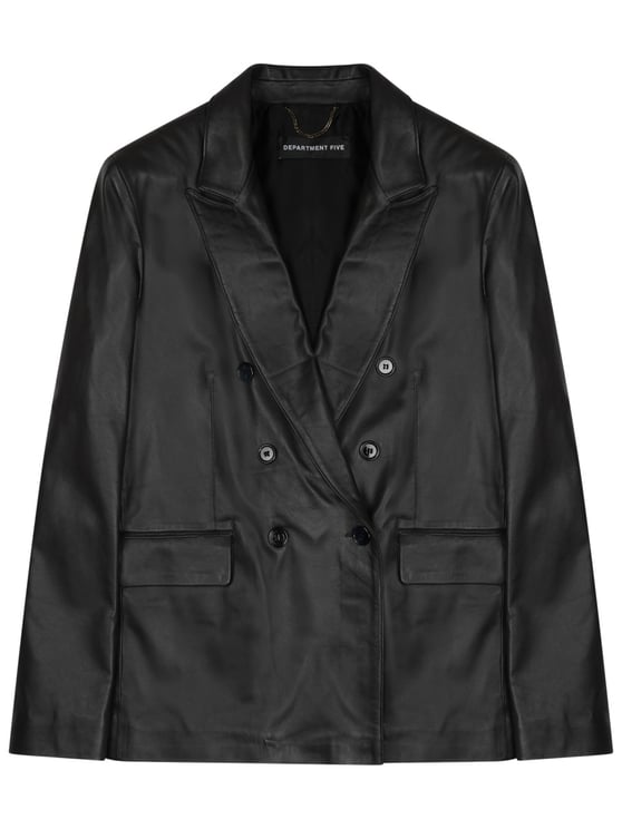 DEPARTMENT5 Black Arielle Double-Breasted Leather Blazer