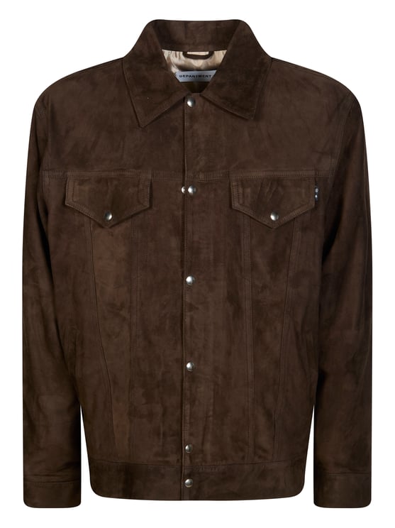 DEPARTMENT5 Brown Suede Boxy Snap Jacket