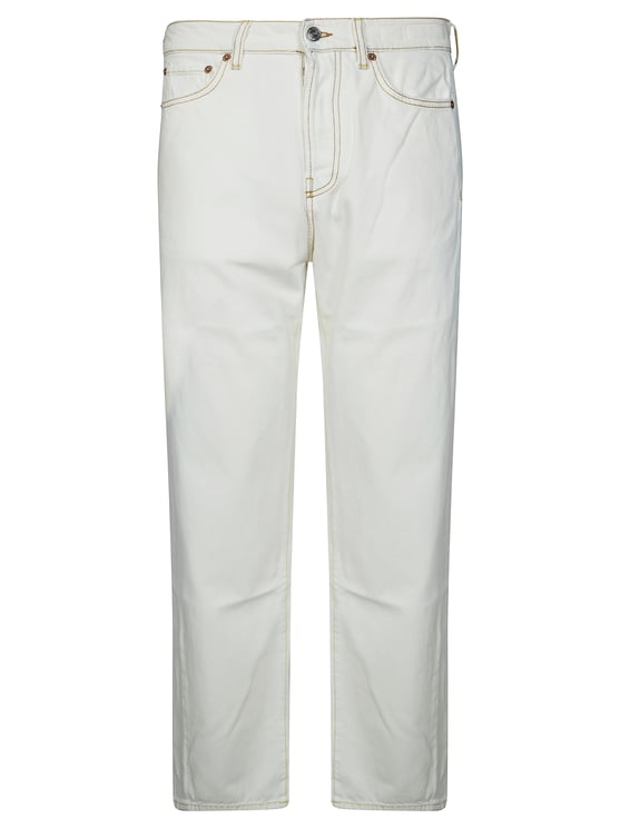 DEPARTMENT5 Ecru Straight Leg Contrast Stitching Jeans