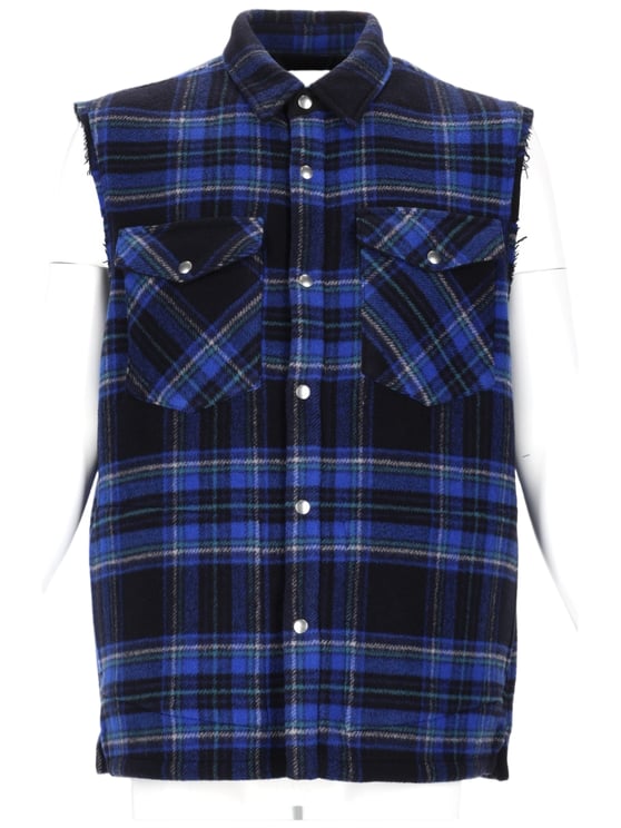 DEPARTMENT5 Sleeveless Plaid Shirt With Button-Down Front And Flap Pockets