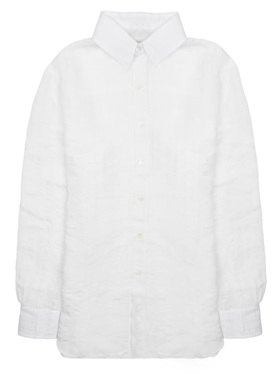 DEPARTMENT5 Structured Collar White Button-Up Shirt with Textured Fabric