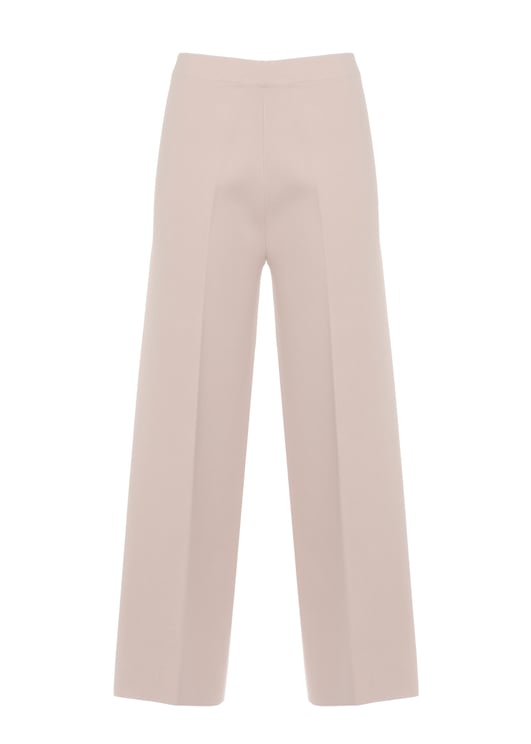 D-Exterior Beige Viscose Straight-Leg Pants