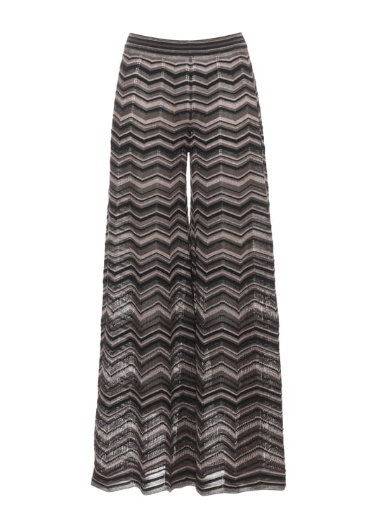 D-Exterior Brown Lurex Geometric Straight-Leg Pants