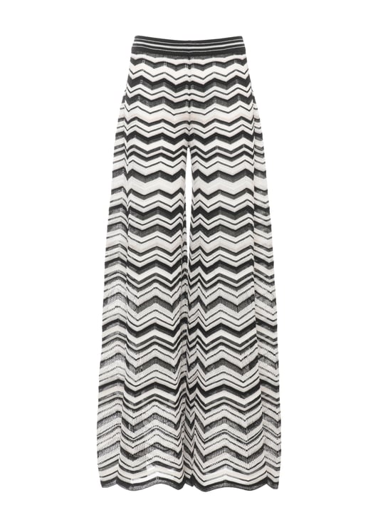 D-Exterior Black Lurex Geometric Straight-Leg Pants