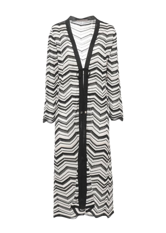 D-Exterior Black Chevron Lurex Cardigan