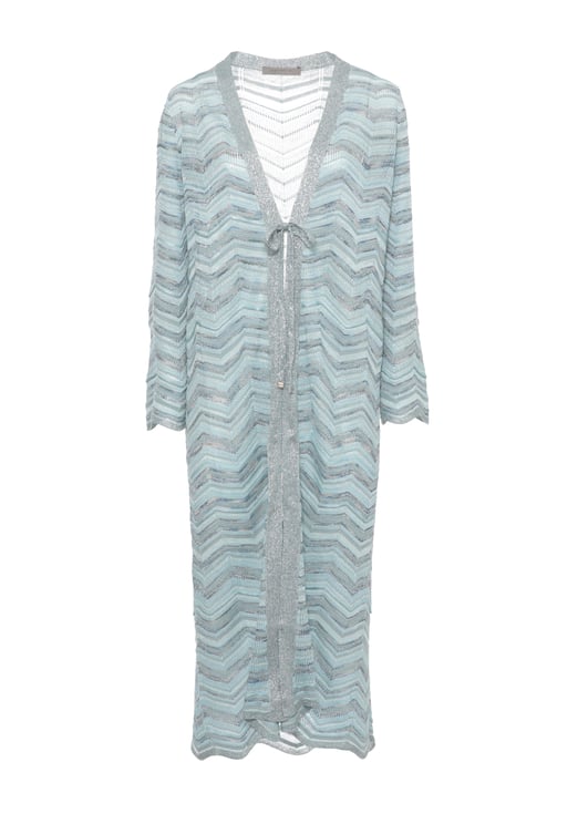 D-Exterior Light Blue Chevron Lurex Cardigan