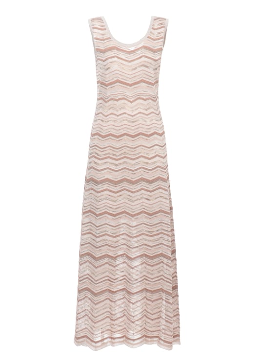 D-Exterior Sleeveless Maxi Dress With Geometric Pattern And Lurex Accents