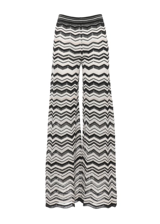 D-Exterior Black Lurex Geometric Straight-Leg Pants