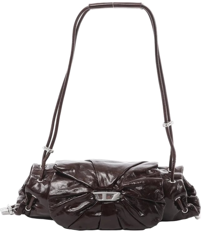 Diesel Diesel Scrunch-D Leather Shoulder Bag in Burgundy