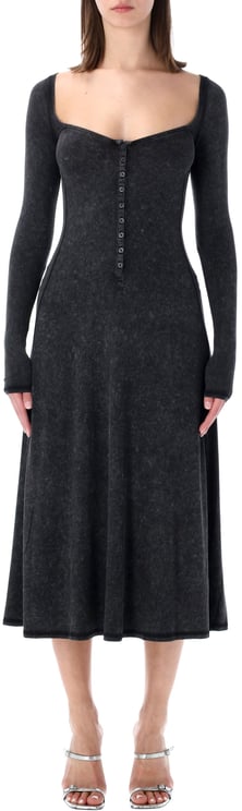 Diesel D-Ley Rib Cotton Long Dress Nero