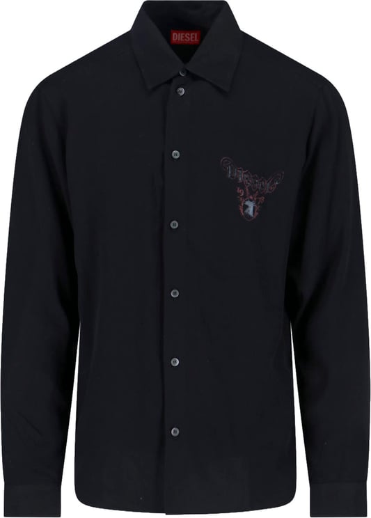 Diesel Black Viscose Long Sleeve Shirt