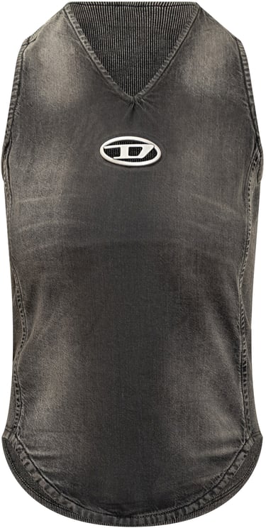 Diesel Diesel Top Nero in Denim Effetto Vintage