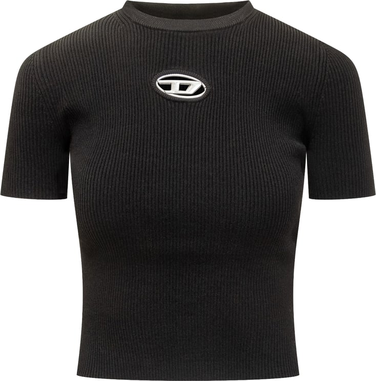 Diesel Top nero Diesel aderente con logo frontale