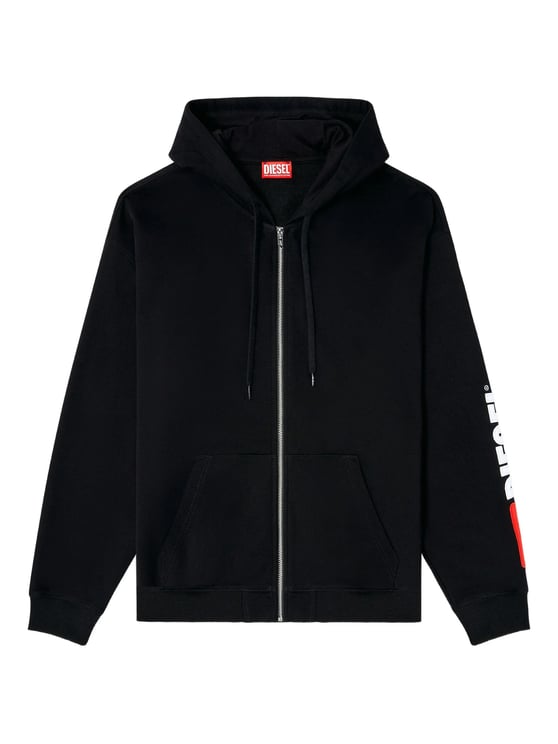Diesel Black S-Boxt-Zip-Hood-Div Cotton Hoodie