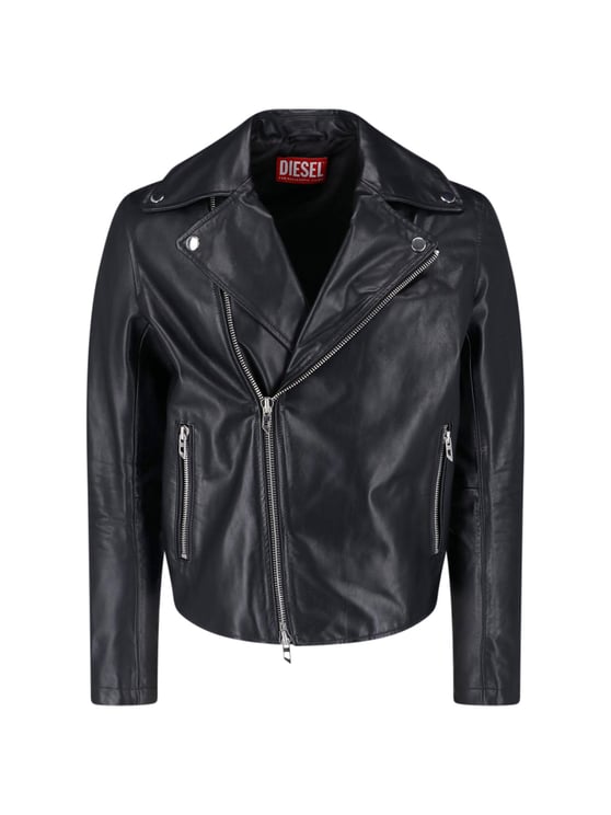 Diesel Classic Biker Jacket with Asymmetrical Zipper