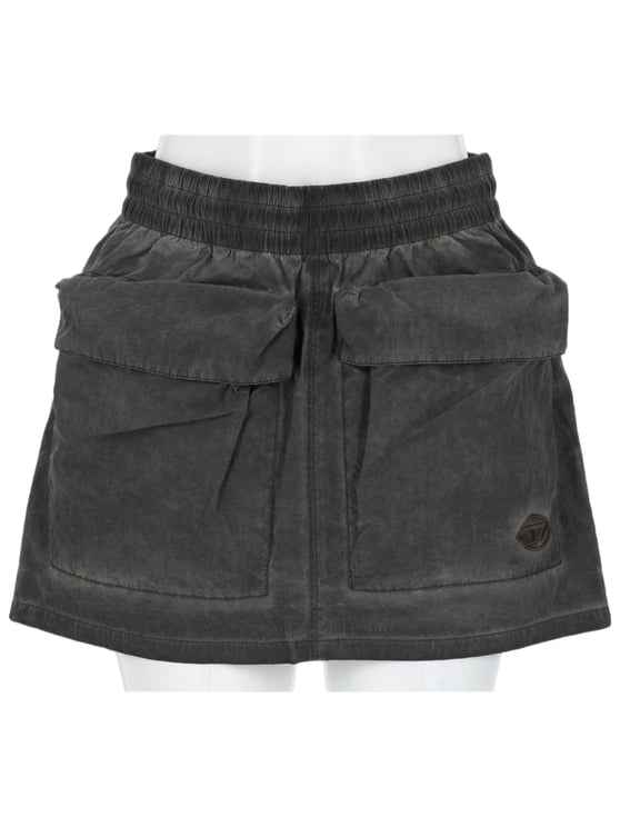 Diesel Black Nylon Cotton Flap Mini Skirt