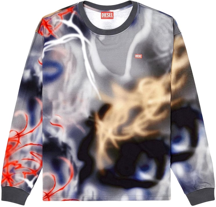 Diesel Heren T-Boxt-Ls-V4 Shirt Grijs/Multi