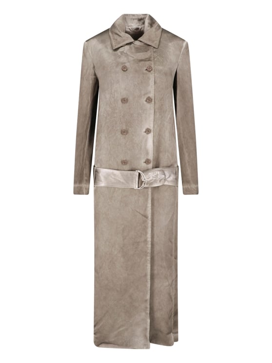 Diesel Grey Acetate Satin Double Breasted Trench Coat