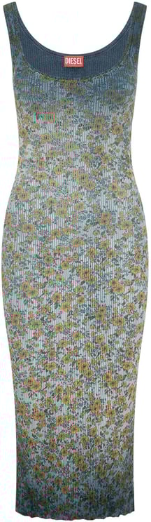 Diesel Abito Lungo a Costine con Stampa Floreale