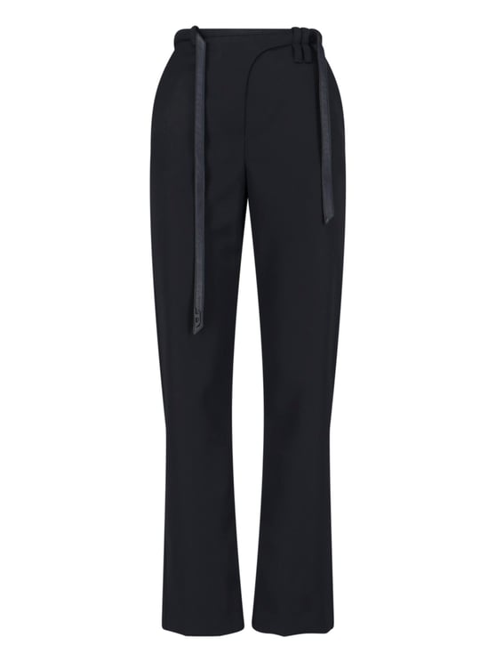Diesel Black Tailored Wool Blend Pants with Belt