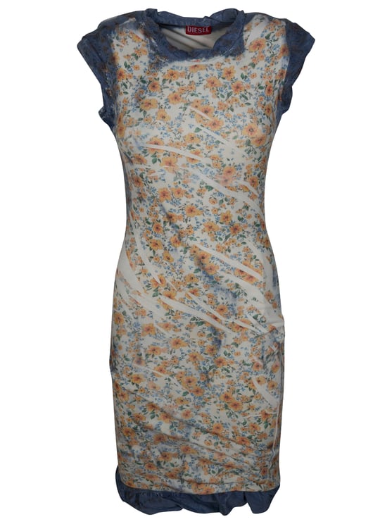 Diesel D-Ayana Floral Print Ribbed Mini Dress