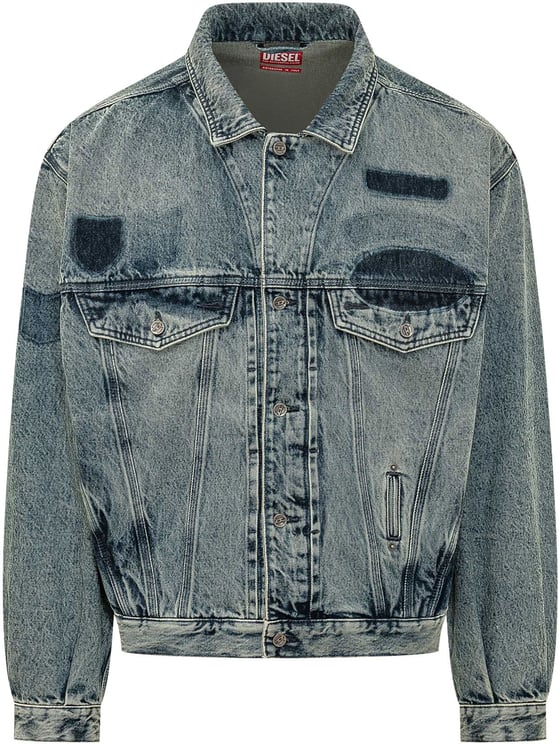 Diesel Giacca Effetto Denim con Patch